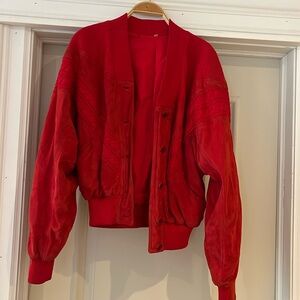 Vintage Red Suede Leather Jacket